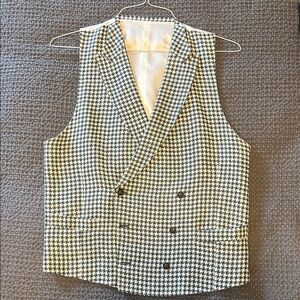 Suitsupply Green and White Houndstooth Vest